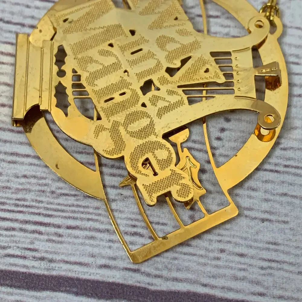 Vintage 1988 Hallmark Brass Trims Away In A Manger Christmas Ornament 3D Layered